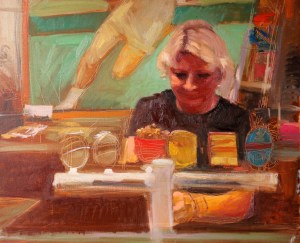 Ronda at the Bar 2105 Oil on Canvas 71.5 X 86.5 cm